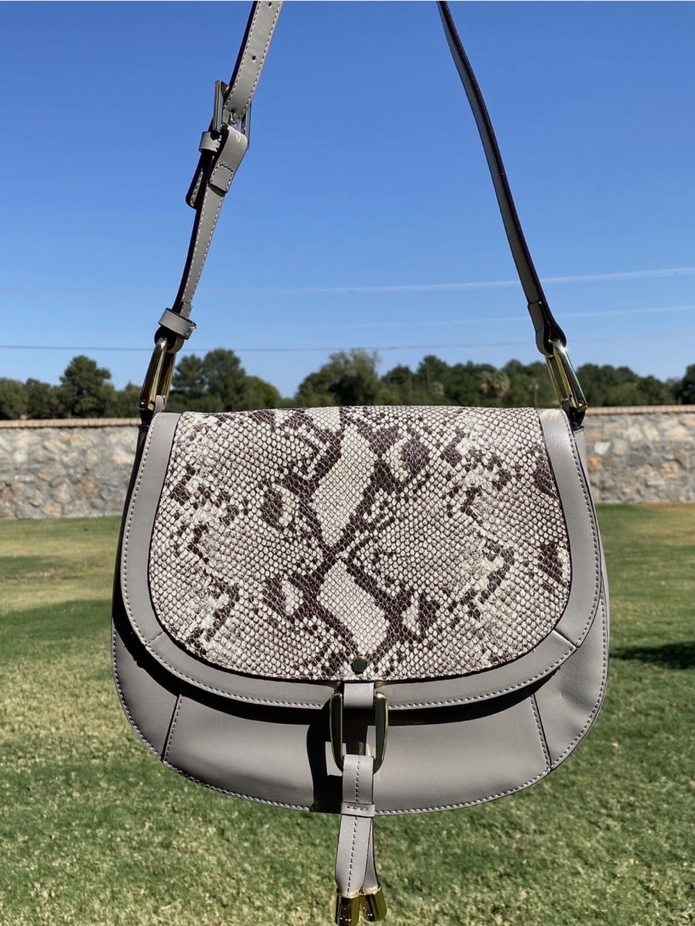Antonio Milani Leather and Snake Print purse